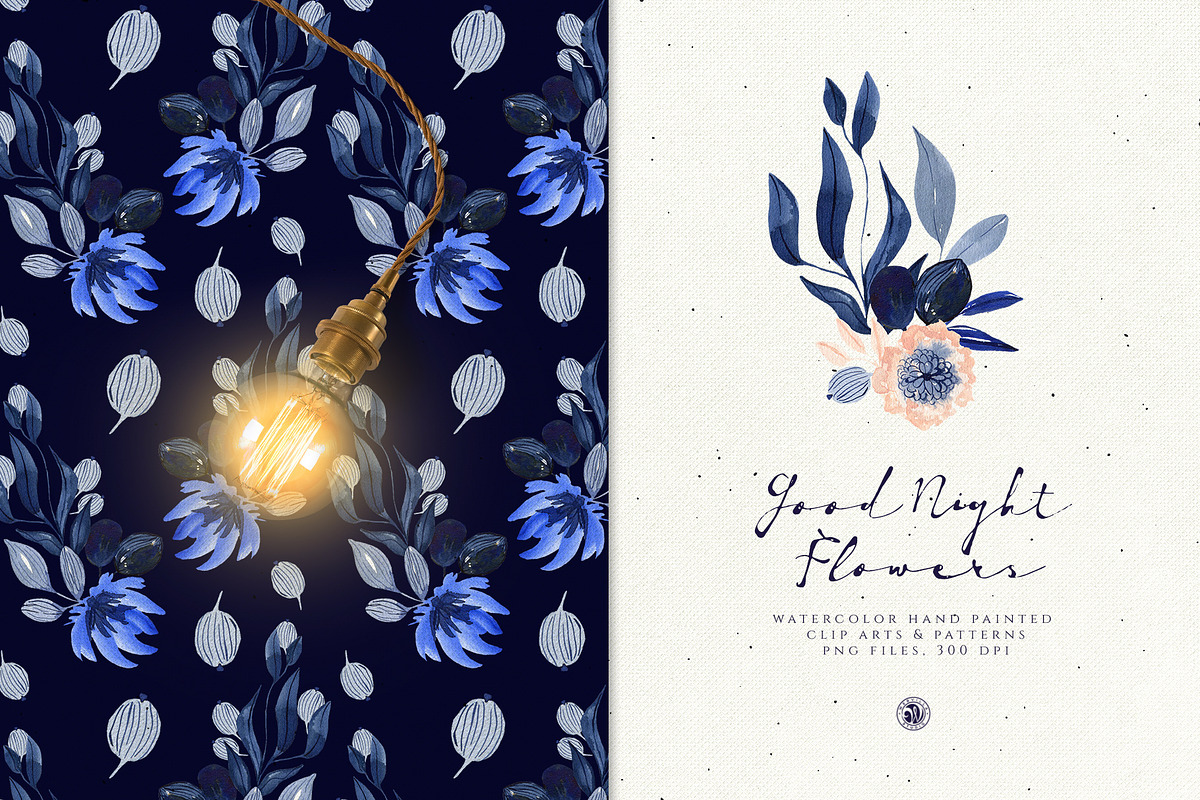 Good Night Flowers, a Decorative Illustration by Webvilla Studio (Photo 1 of 5)