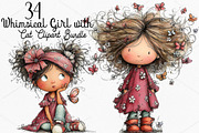 Whimsical Girl with Butterfly PNG, a Seasonal Illustration by Canvas Craft (Thumbnail 1 of 7)