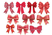Red Textured Bows Mega Bundle, a Decorative Illustration by Stellalunarts (Thumbnail 8 of 23)
