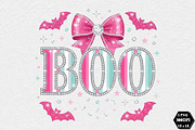 Pink Boo Halloween PNG, a Seasonal Illustration by DreamCafeArt (Thumbnail 1 of 7)
