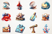 Nautical Summer Clipart, an Illustration by RobertsArt (Thumbnail 4 of 7)