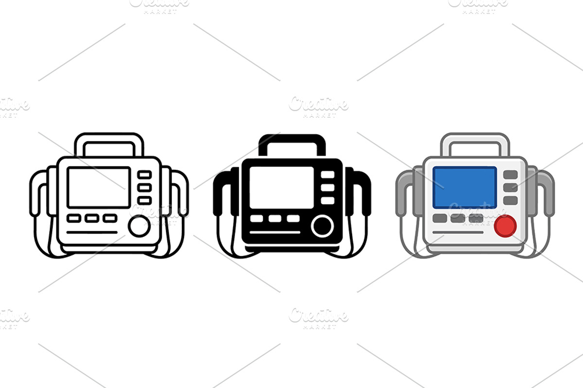 Defibrillator Device Vector Set, an Object Graphic by Artonix (Photo 2 of 3)
