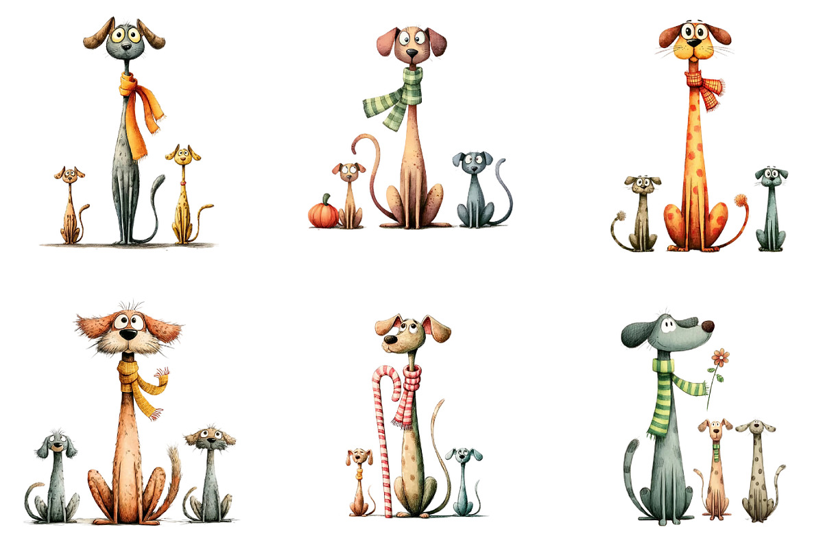 Watercolor Dog Family Clipart, an Illustration by DreamArtGraphic (Photo 3 of 5)