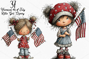 Whimsical 4th of July Little Girl, a Seasonal Illustration by Canvas Craft (Thumbnail 1 of 7)