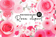 Rose Clipart Bundle Blush Flower, an Illustration by CreationArt (Thumbnail 1 of 6)
