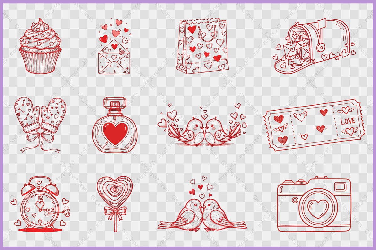 Whimsical Hand-Drawn Valentine SVG, a Seasonal Illustration by Gfx Expert Team (Photo 2 of 15)