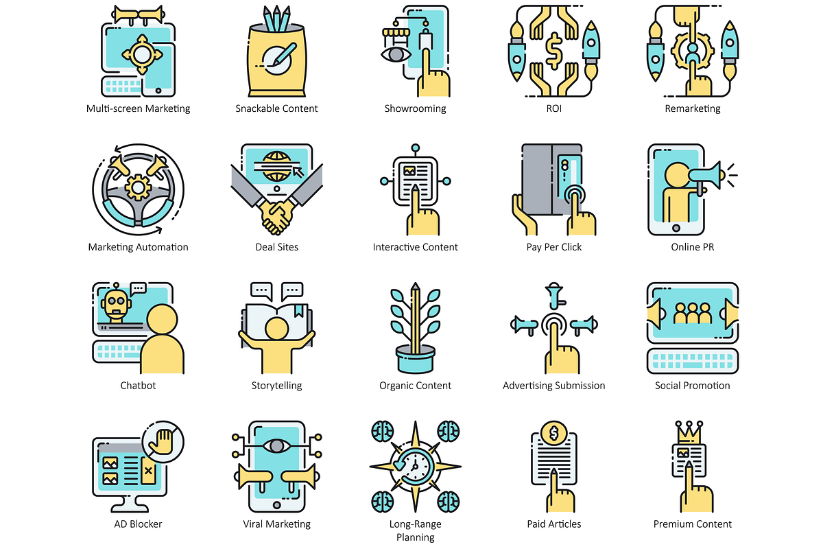 88 Digital Marketing Icons | Aqua, an Outline Icon by Flat Icons (Photo 5 of 6)