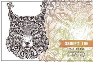 Ornamental Hand Drawn Lynx