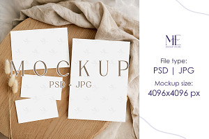 Boho Invitation Suite Card Mockup, a Mockup by Mie Mockup Studio
