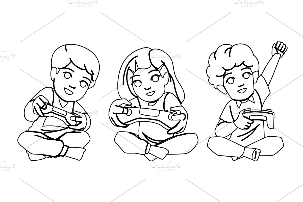 play game console kid vector, a Person Illustration by pikepicture