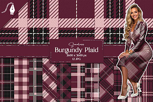 Seamless Burgundy Plaid Textures, a Texture Graphic by Creative Matrix82