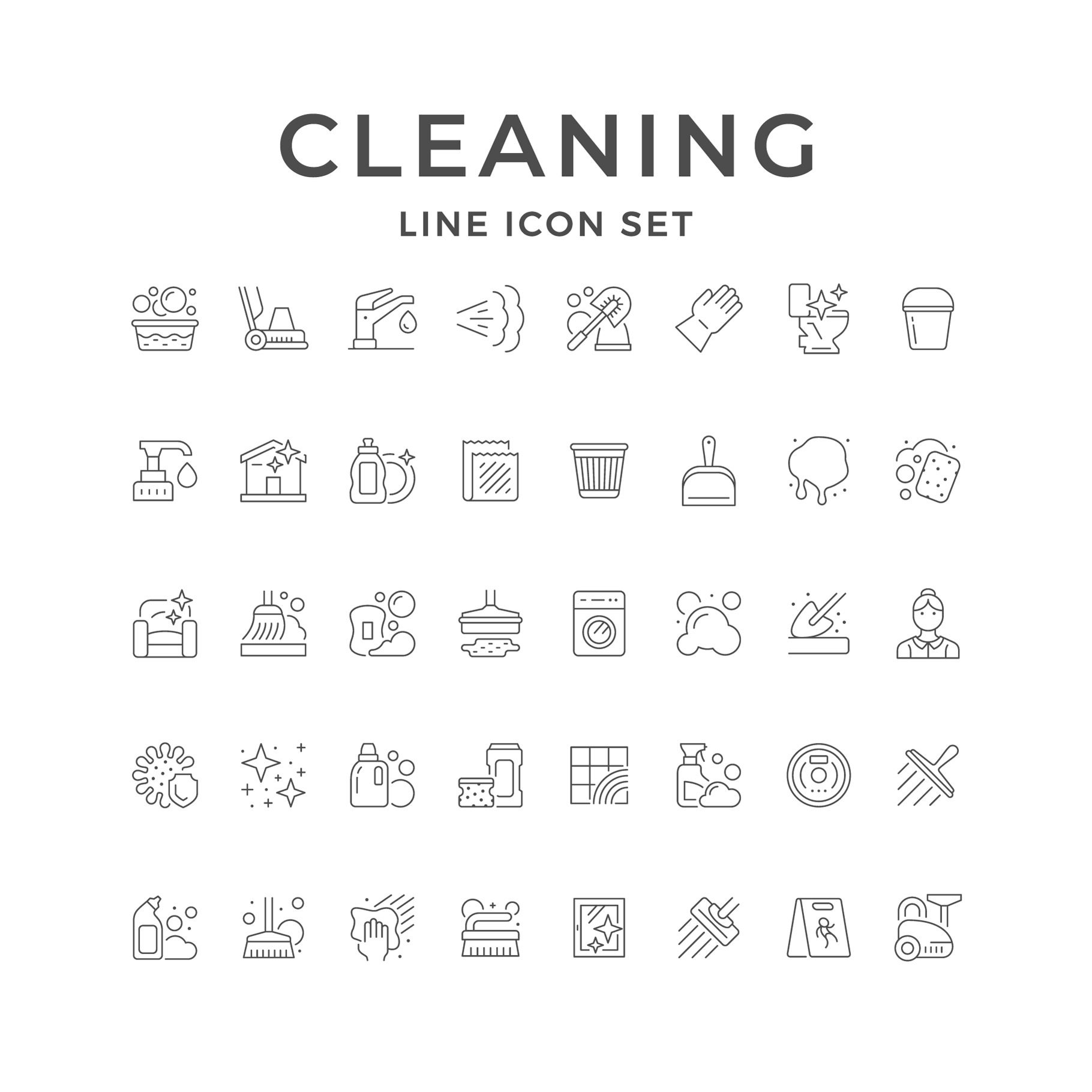 Set line icons of cleaning, an Outline Icon by motorama
