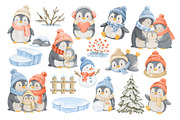Watercolor Winter Penguin Clipart, an Animal Illustration by ArtGiftsStudio (Thumbnail 3 of 4)