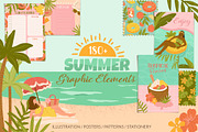 Tropical Summer Beach Illustrations, a Background Graphic by CreativeChristiana (Thumbnail 1 of 14)