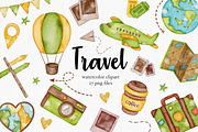 Watercolor Travel Adventure clipart, an Illustration by LuiDesignStudio (Thumbnail 1 of 4)