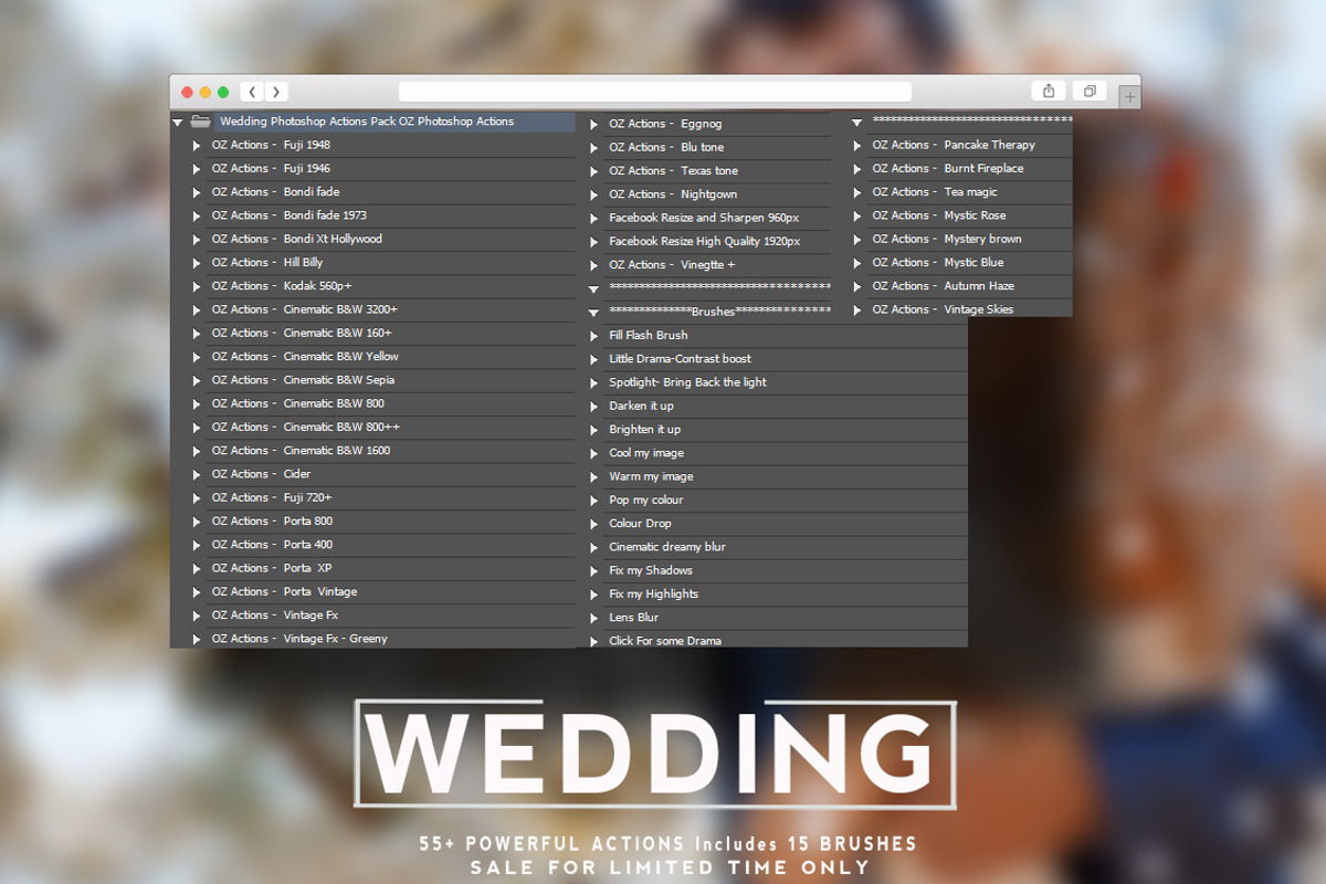 Premium Photoshop Action Wedding set preview 6