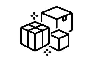Boxes carton black icon, an Outline Icon by Creative priyanka