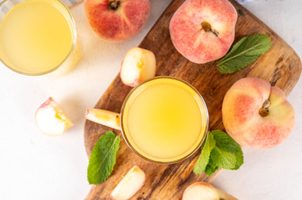 Flat chinese donuts fig peach juice