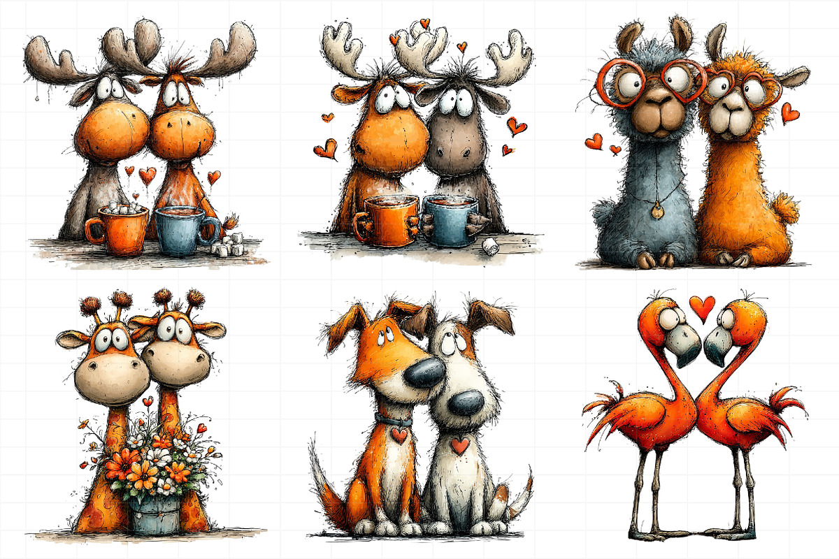 Whimsical Valentine Animal Couples C, an Illustration by Daily.Designs (Photo 5 of 8)