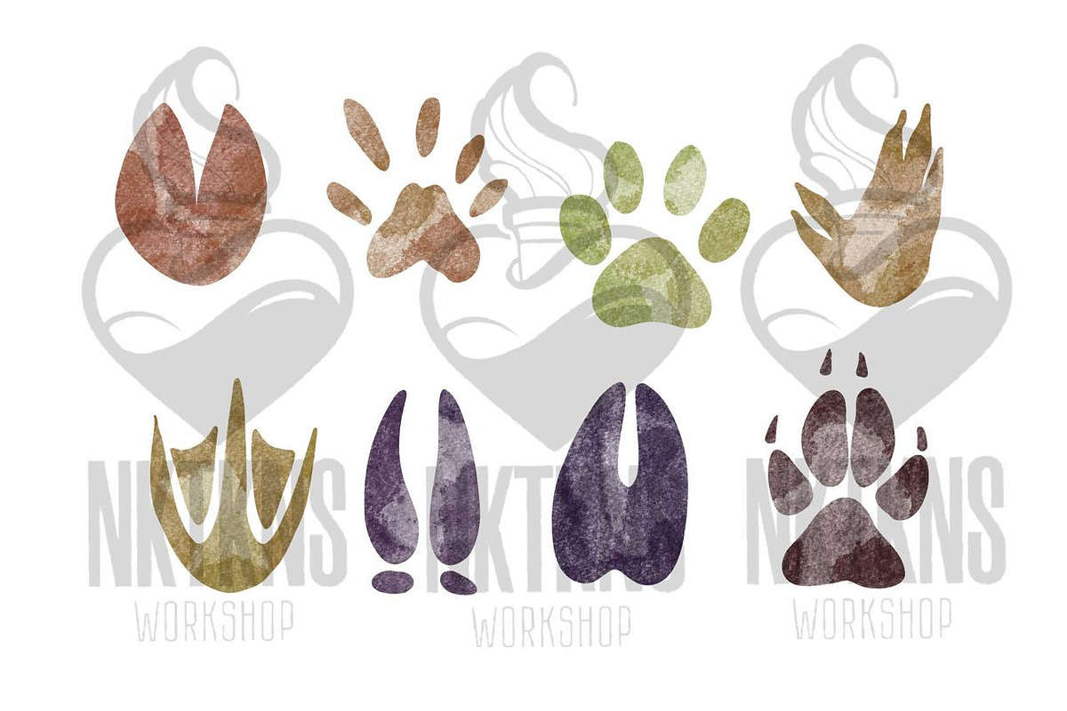 Watercolor Clipart Animals Track, an Animal Illustration by NKTKNS (Photo 2 of 4)