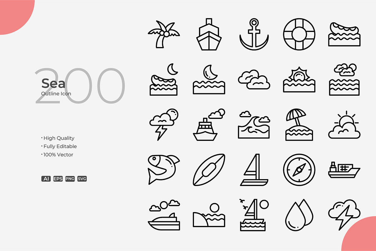Sea Outline Icons, an Outline Icon by Bloodline