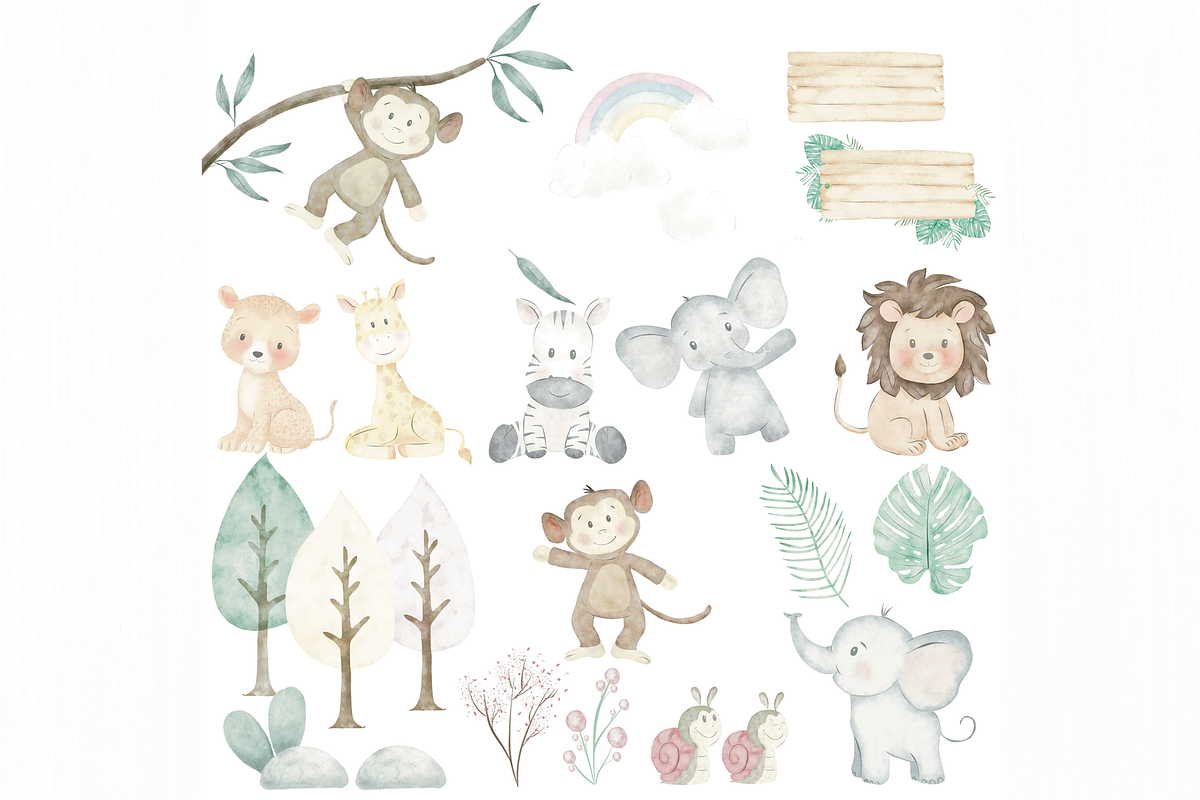 Safari Baby, cute animals watercolor, an Animal Illustration by Lolytop Studio (Photo 2 of 2)