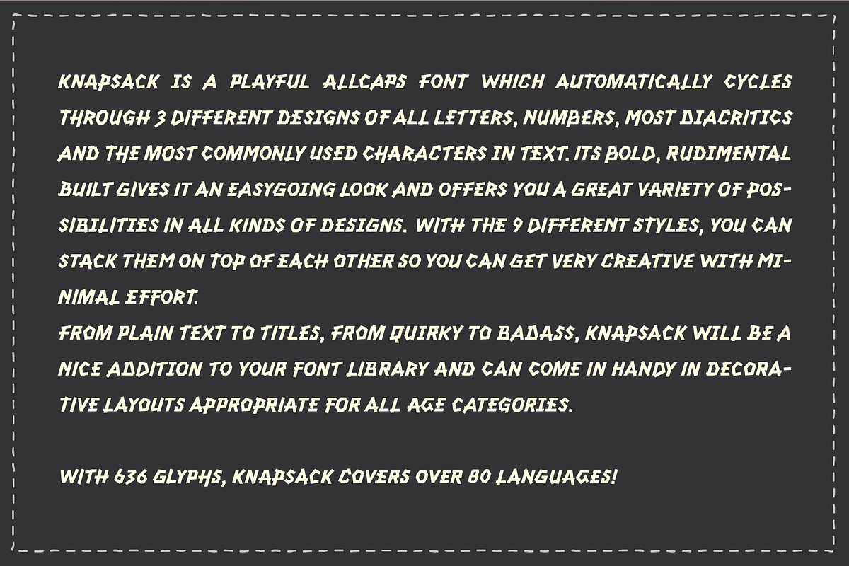 KNAPSACK - Decorative Font Family, a Font by Punch (Photo 11 of 11)