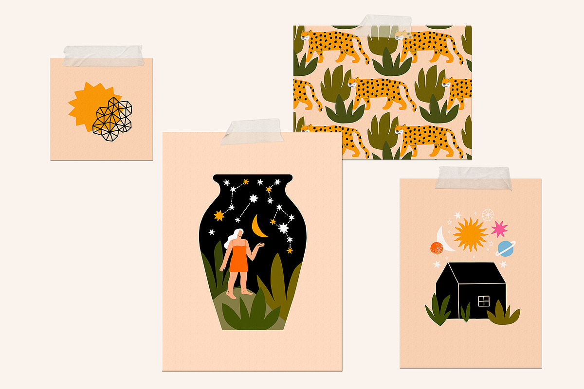 Moon Tiger Playful Graphics Bundle, an Illustration by Katerina Osa (Photo 4 of 13)