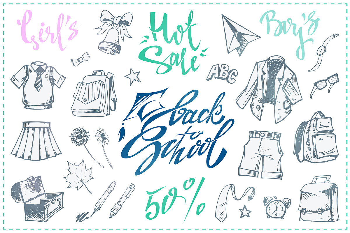 Back to school. Icons. Calligraphy, an Education Illustration by Margo Miller (Photo 5 of 18)