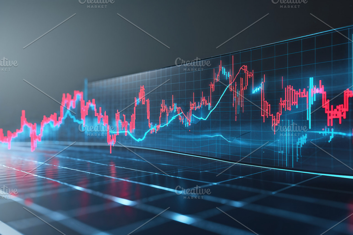 Displaying glowing financial trading, an Illustration by wavebreak