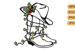 Cowboy Christmas SVG, PNG Cowboy Hat