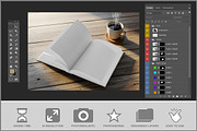 Open Book Mockup On Wooden Table PSD, a Product Mockup by Bruno's Shop (Thumbnail 3 of 4)