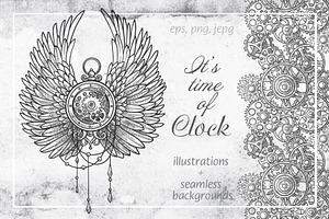 Time and clock. Graphic set