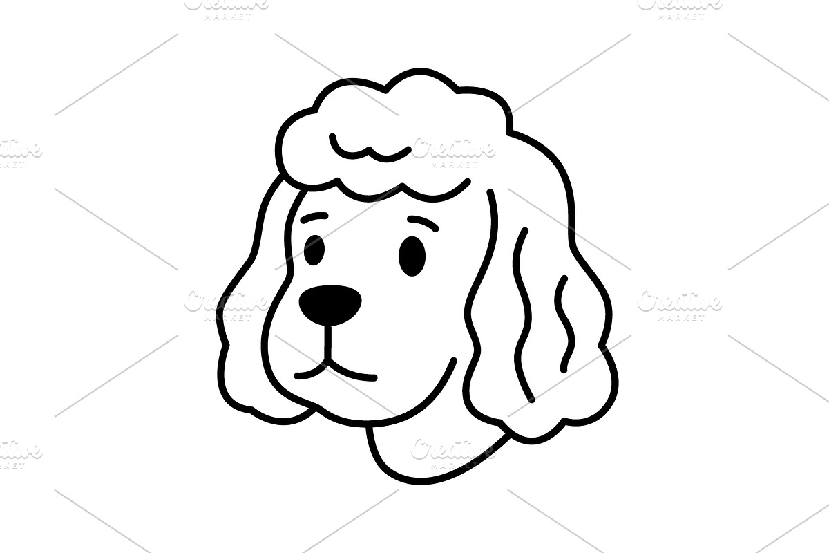 Poodle dog with fluffy ears and top, an Animal Illustration by GraphiShop
