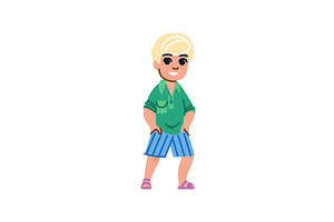 Smiling blond boy standing with, an Object Illustration by pikepicture