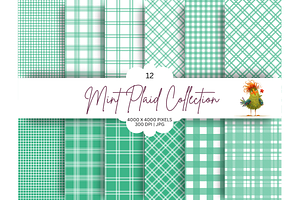 Mint Green Plaid Collection, a Pattern Graphic by Earley Bird Design Studio