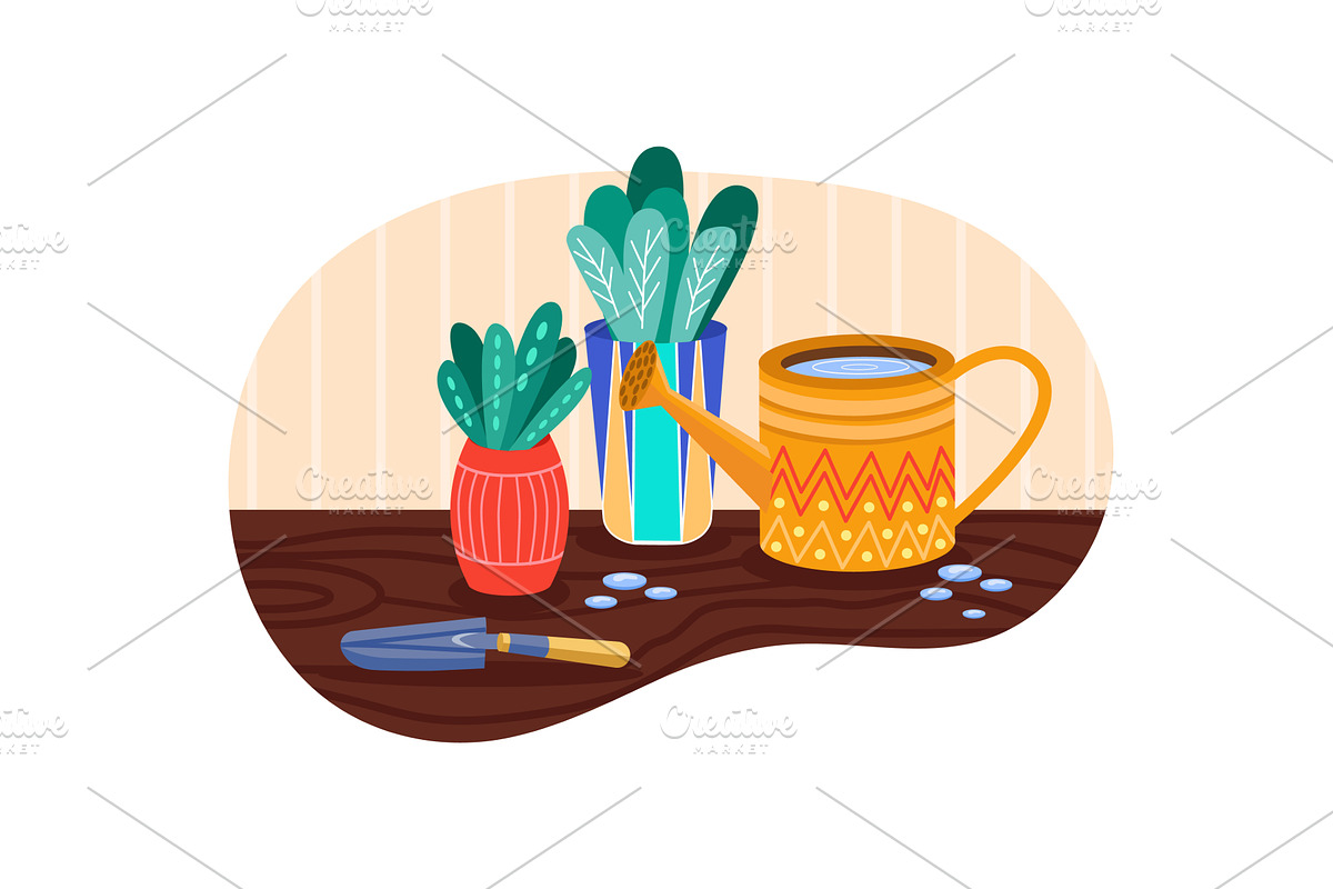 Green plant for home garden vector, an Object Illustration by vectorpointstudio