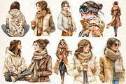 Watercolor Winter Cozy Clipart, an Illustration by Libby Wishes (Thumbnail 2 of 7)