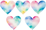 Multicolor Watercolor Hearts, an Object Graphic by Julie Campbell (Thumbnail 4 of 4)