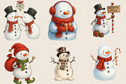 Christmas Snowman Clipart Bundle., an Illustration by SVGArt (Thumbnail 4 of 8)