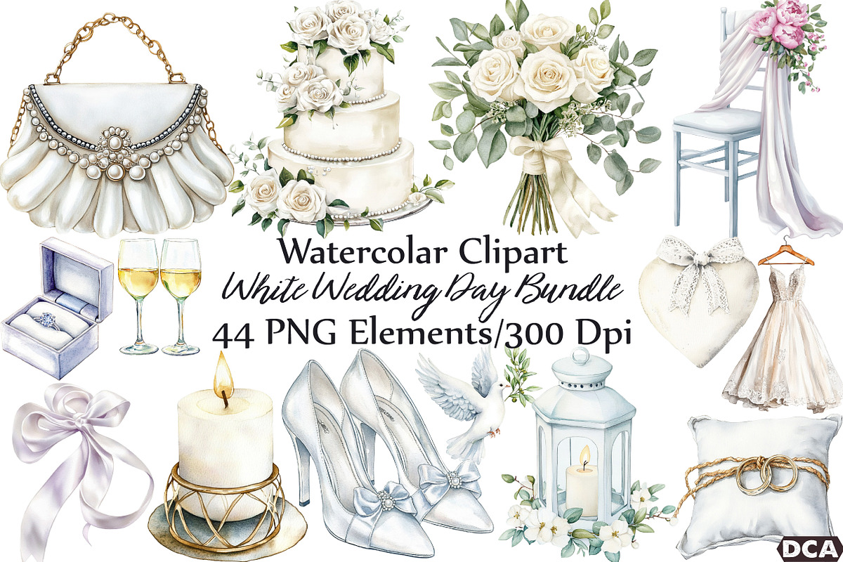 White Wedding Day Clipart, an Illustration by DreamCafeArt (Photo 1 of 7)