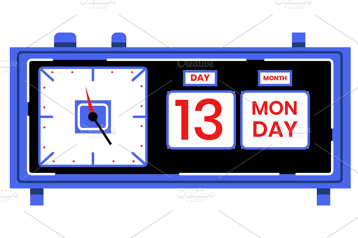 Retro flip clock showing time and, an Illustration by seahorsevector