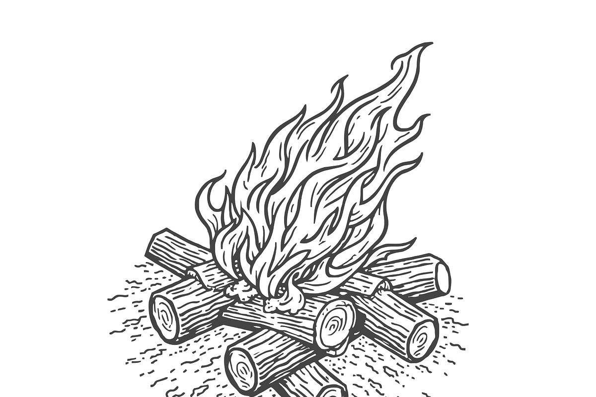 Vintage Campfire Illustration, a Seasonal Illustration by CarWrap design (Photo 3 of 3)