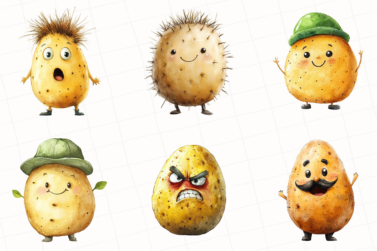 Funny Potato Watercolor Clipart, an Illustration by OK Design (Photo 5 of 5)