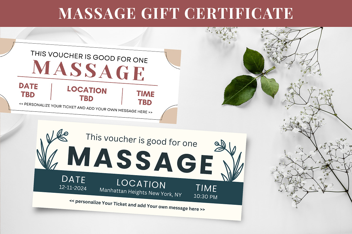 Massage Gift Certificate Canva PDF, a Card Template by Snapybiz (Photo 3 of 10)