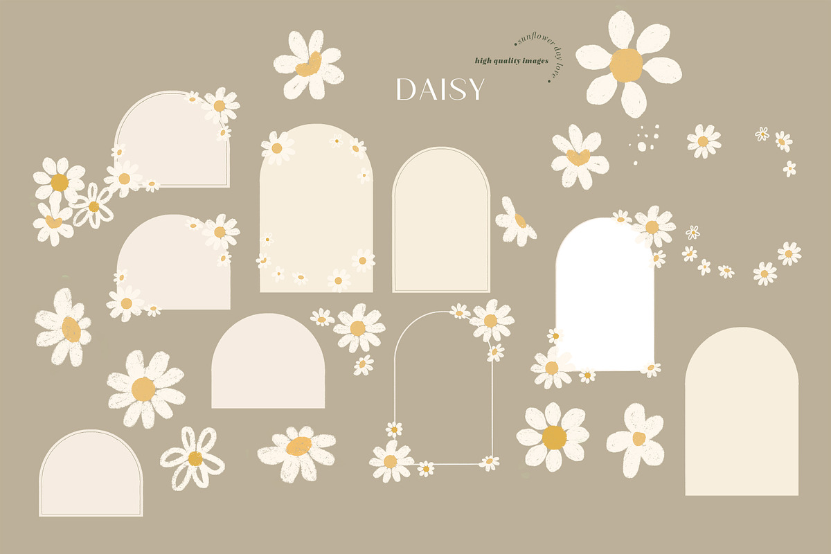 Boho Daisies watercolor Clipart, an Illustration by Sunflower Day Love (Photo 5 of 5)