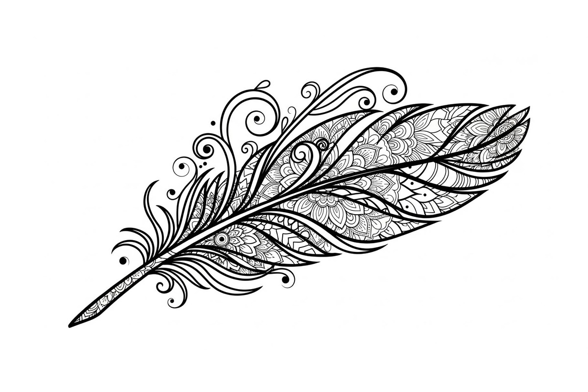Ornamental Feather SVG Bundle, an Illustration by yasushie (Photo 3 of 31)