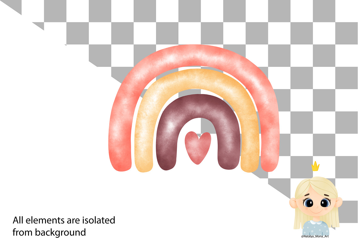 Watercolor red rainbow clipart, an Illustration by Natalya_Mona_Art (Photo 2 of 6)