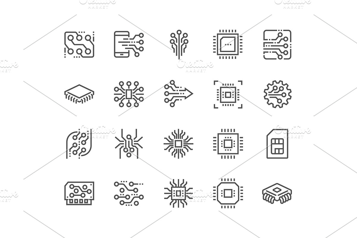 Line Electronics Icons, a Technology Illustration by Davooda