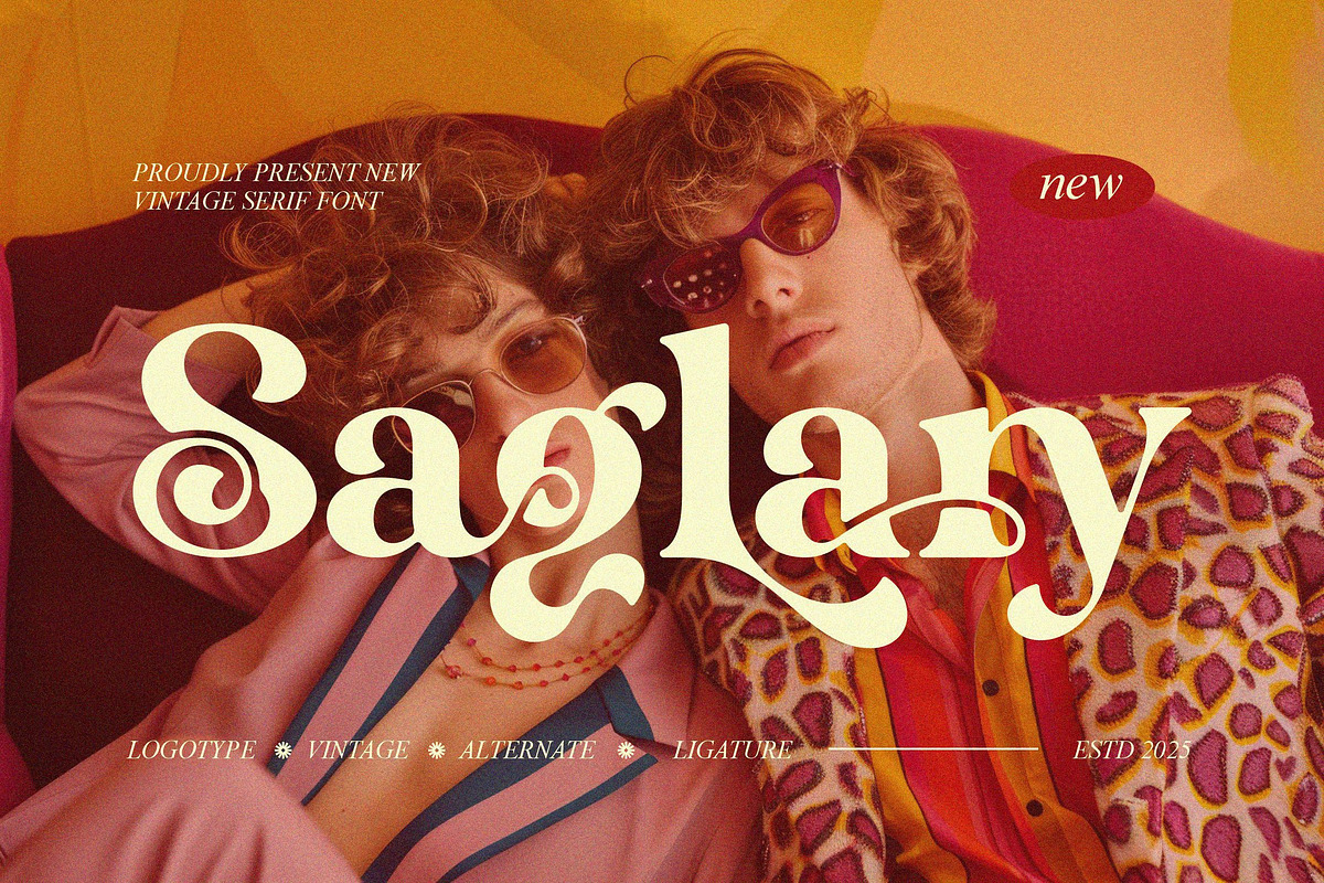 Saglary || Vintage Retro Serif Font, a Serif Font by Ermedia Studio (Photo 1 of 10)